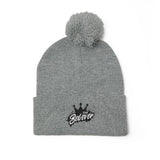 The Believer Embroidered Pom-Pom Knit Cap — 'I'm Queen' Crown Beanie