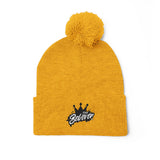 The Believer Embroidered Pom-Pom Knit Cap — 'I'm Queen' Crown Beanie