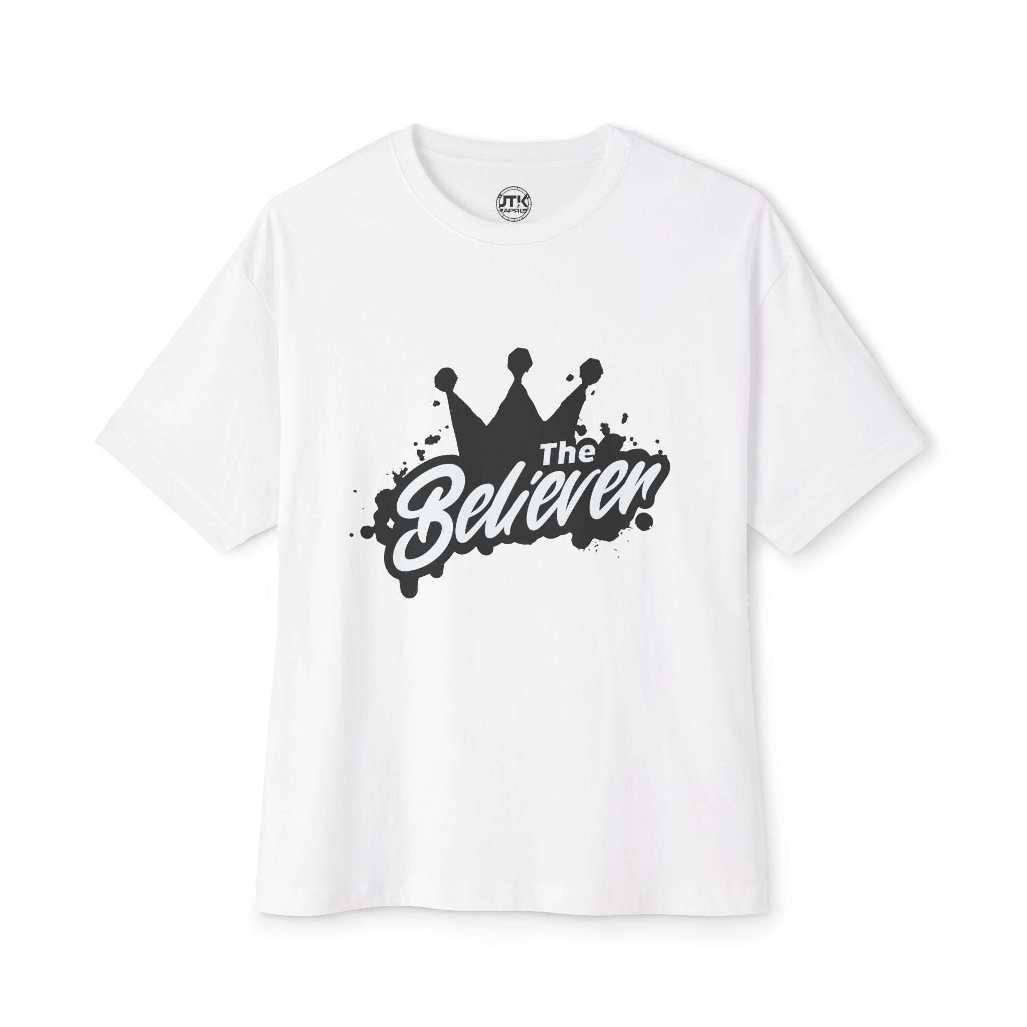 The Believer Crown Tee — Graphic Oversized Boxy T-Shirt