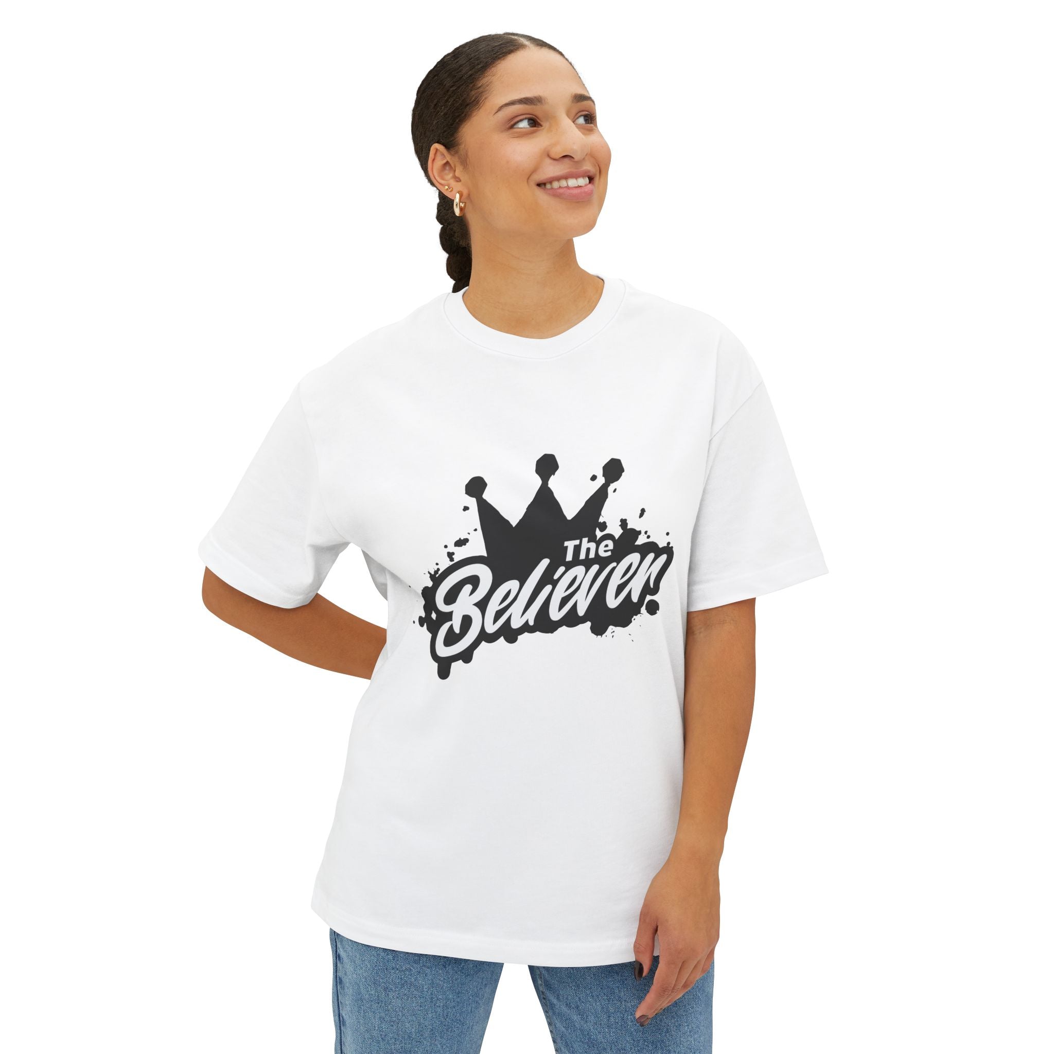 The Believer Crown Tee — Graphic Oversized Boxy T-Shirt