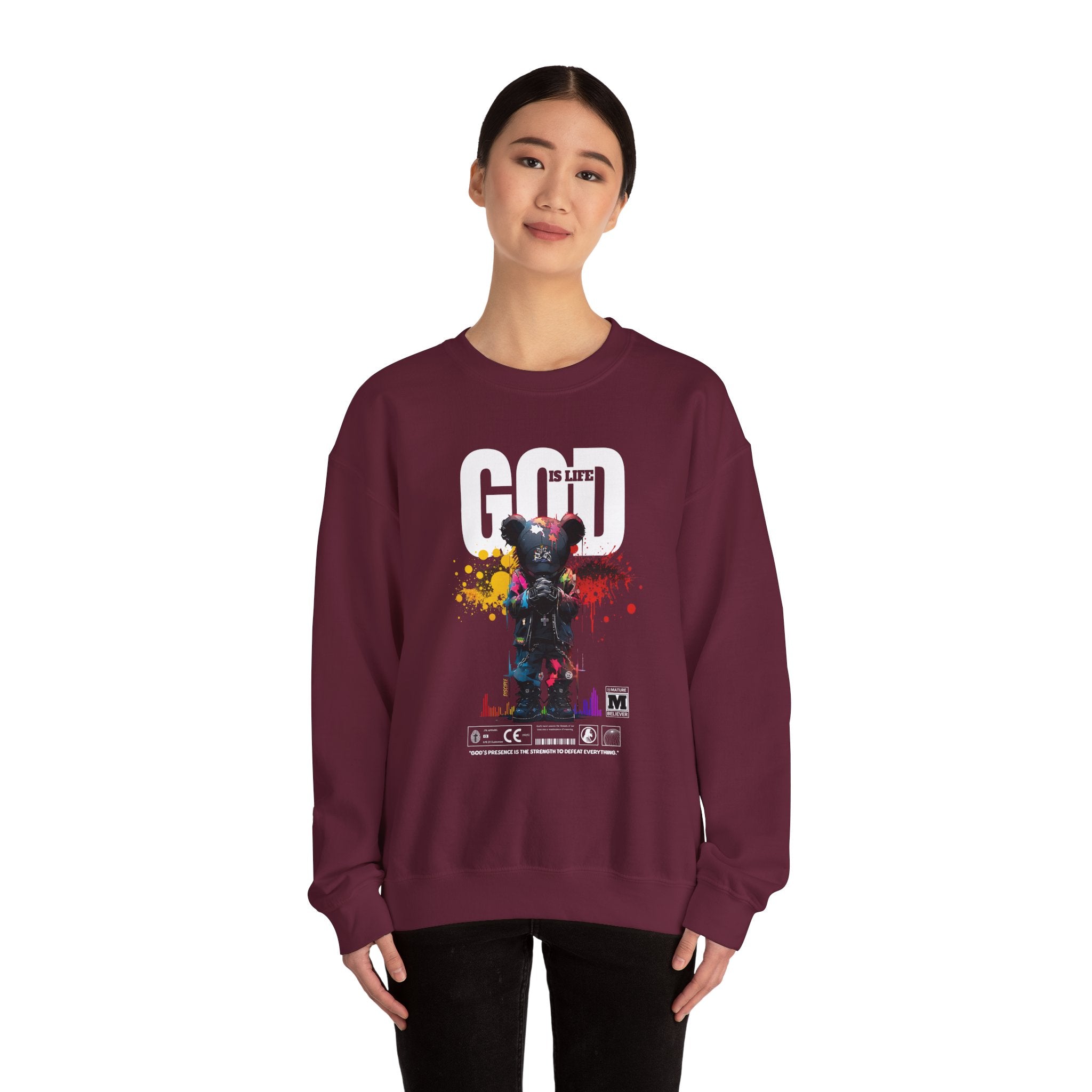 God Is Life - Painter Bear Crewneck Sweatshirt