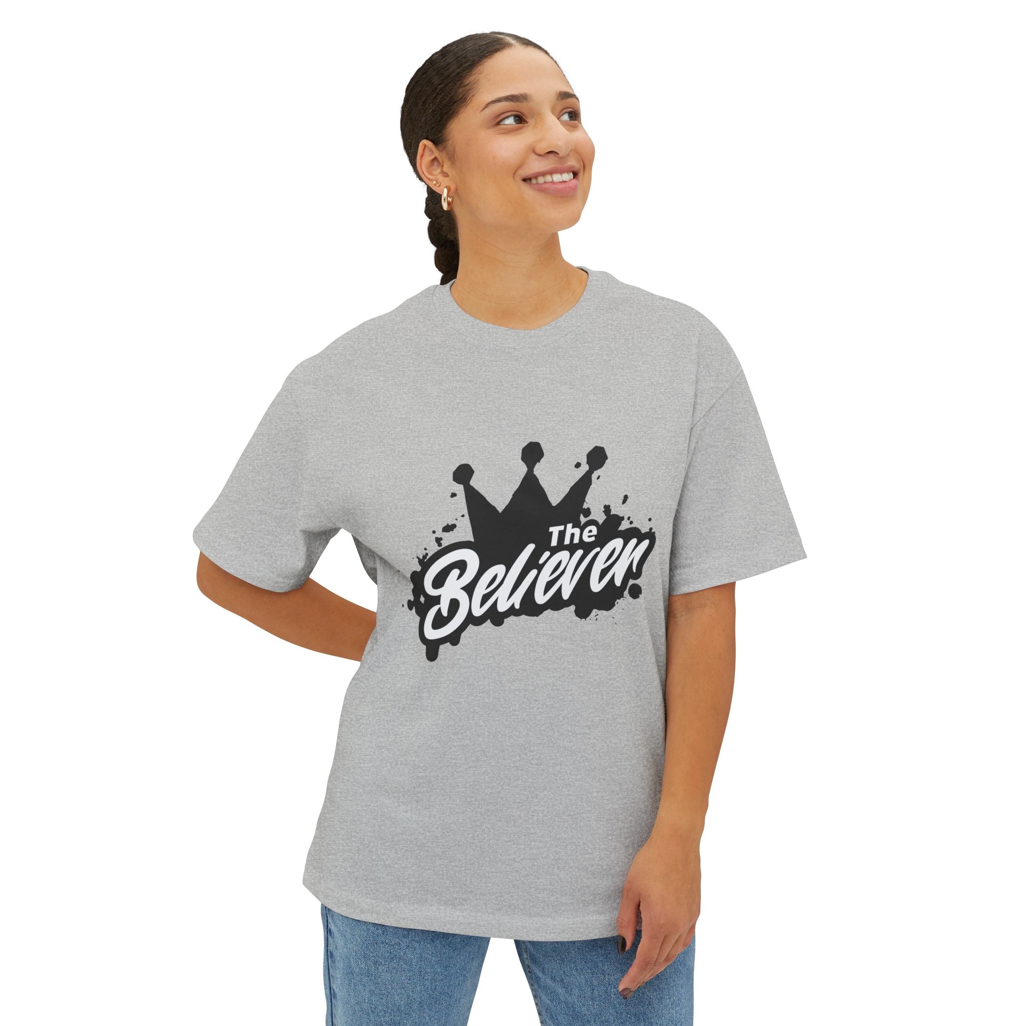 The Believer Crown Tee — Graphic Oversized Boxy T-Shirt