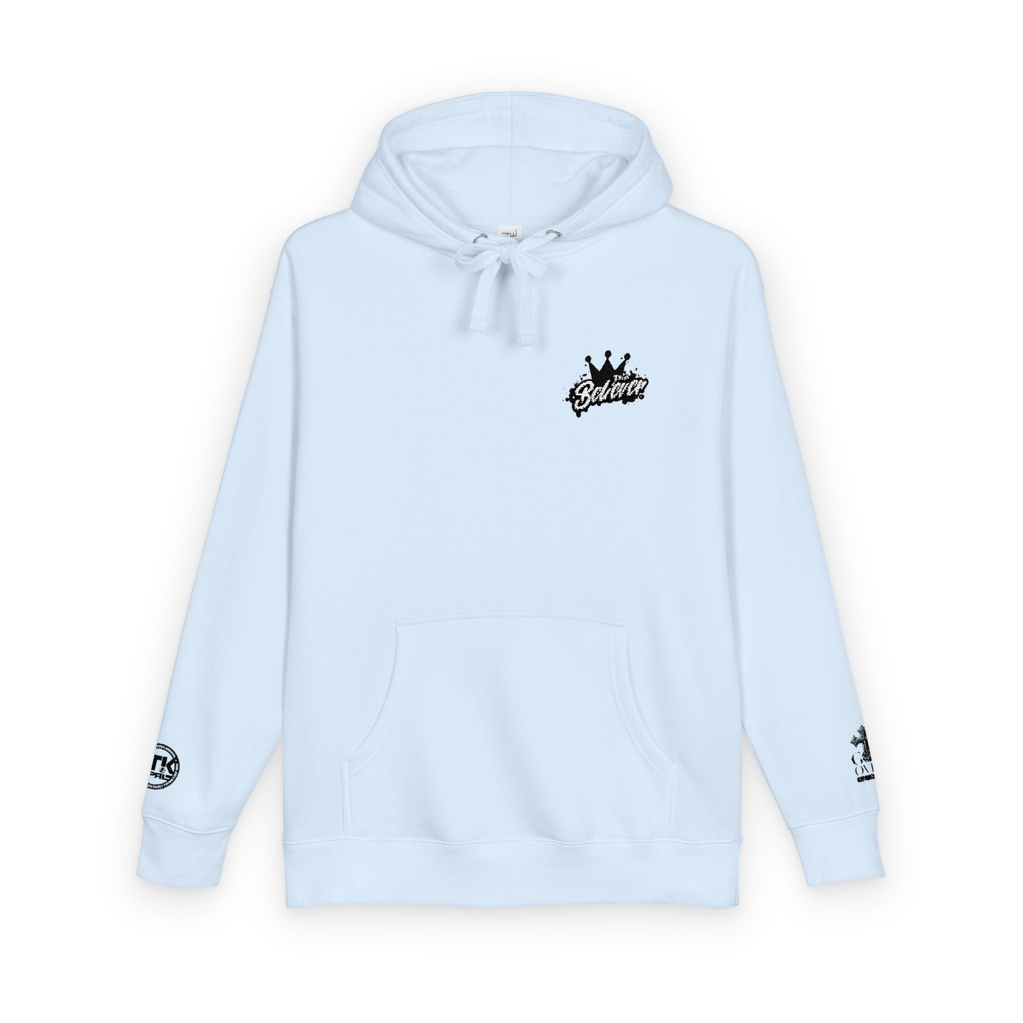 The Believer "Crown" Script Hoodie/Pullover with Sleeve Logos