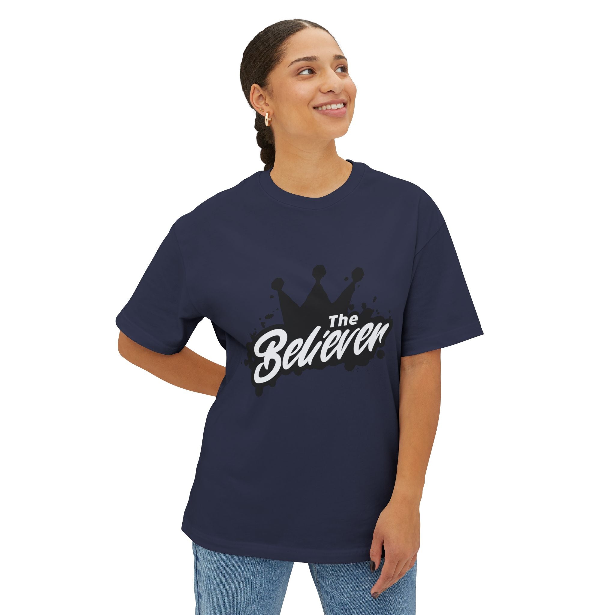 The Believer Crown Tee — Graphic Oversized Boxy T-Shirt