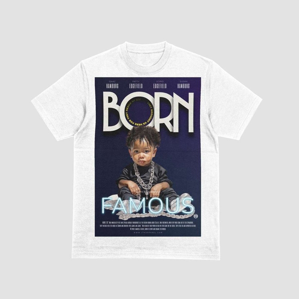 Born Famous "Posterized" Unisex Short-sleeve White Tee
