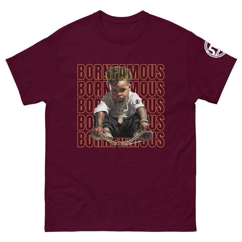 Born Famous "Imported" w/Logo Men's Classic Maroon Tee
