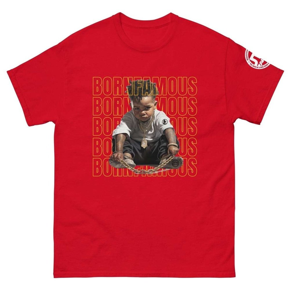 Born Famous "Imported" w/Logo Men's Classic Red Tee