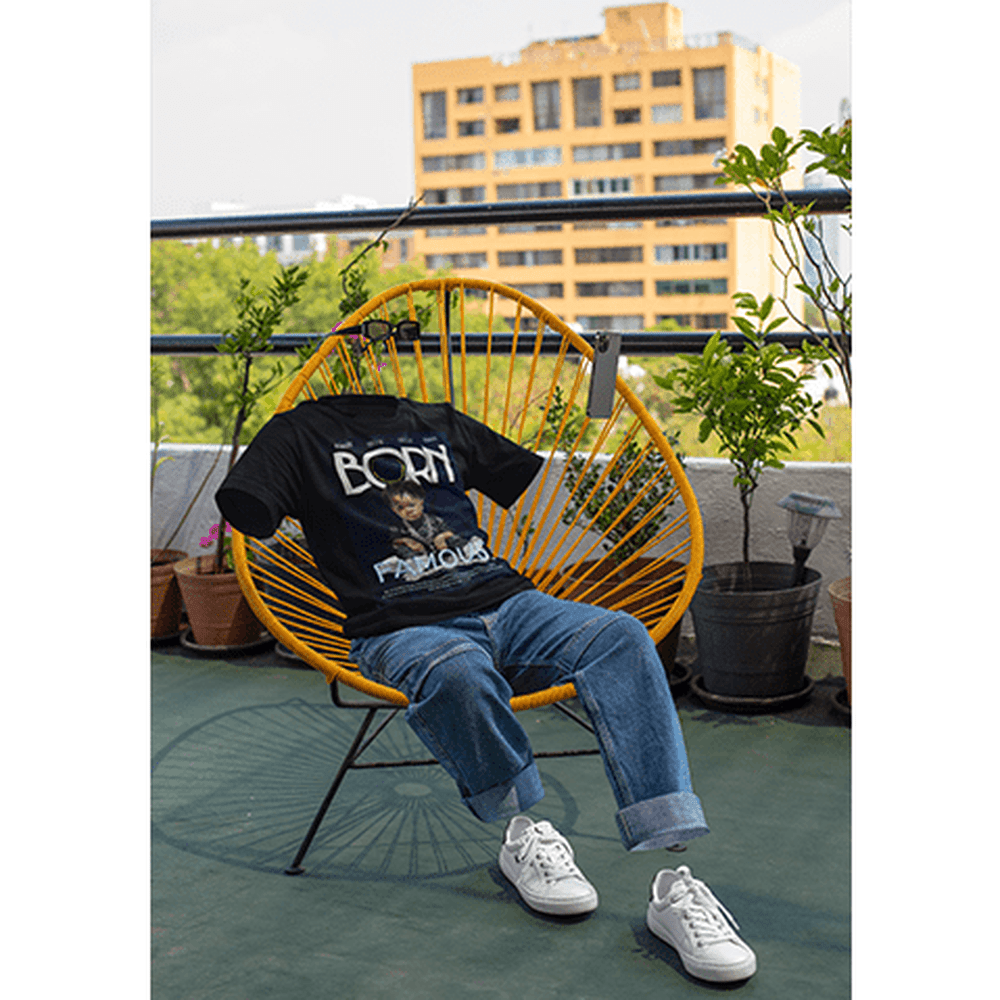 Born Famous "Posterized" Unisex Short-sleeve Black Tee