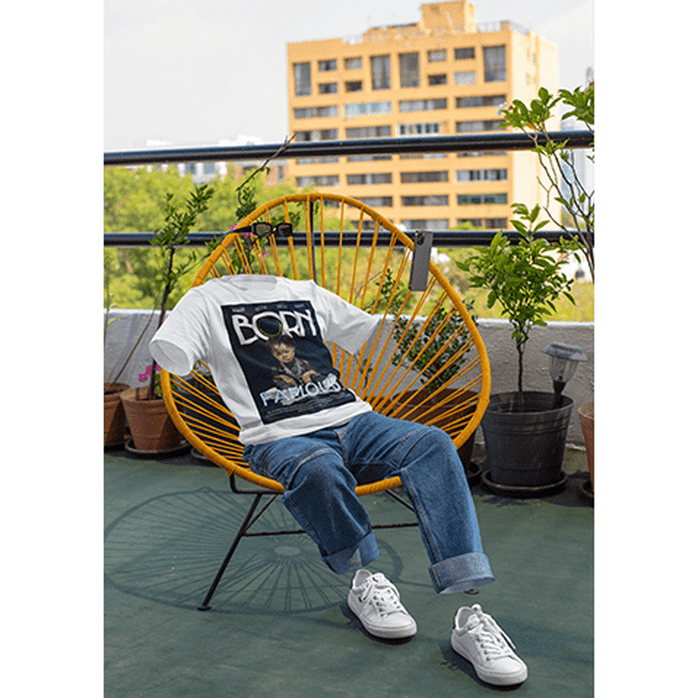 Born Famous "Posterized" Unisex Short-sleeve White Tee V2