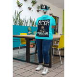 Born Famous "Posterized" Unisex Short-sleeve Cyan Tee