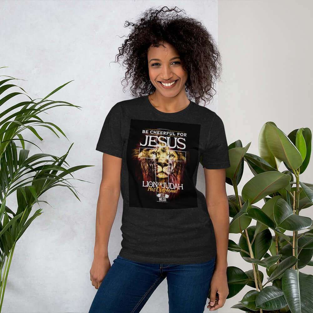 Be Cheerful For Jesus Black Heather Tee Shirt