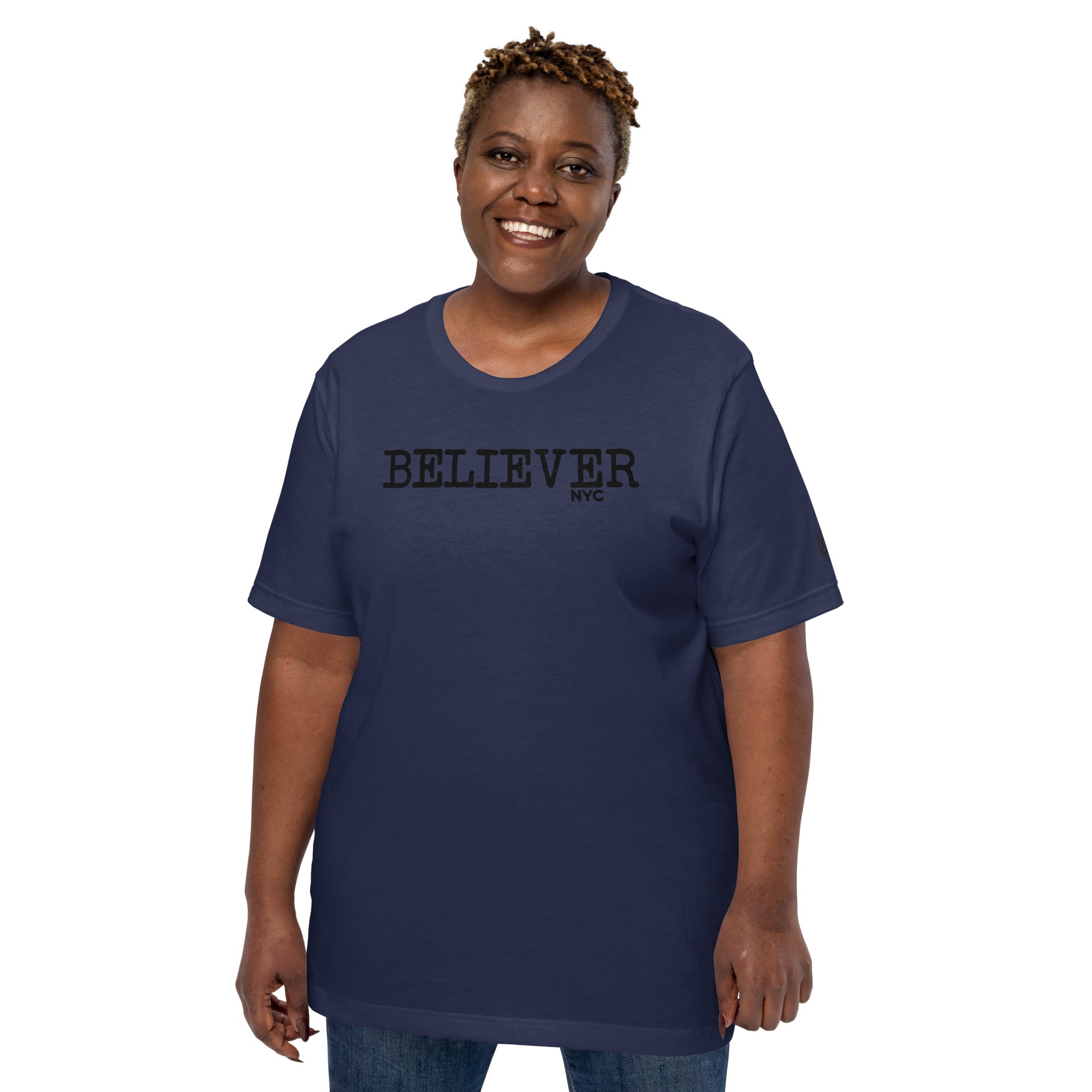 Believer NYC Unisex Navy Front T-shirt