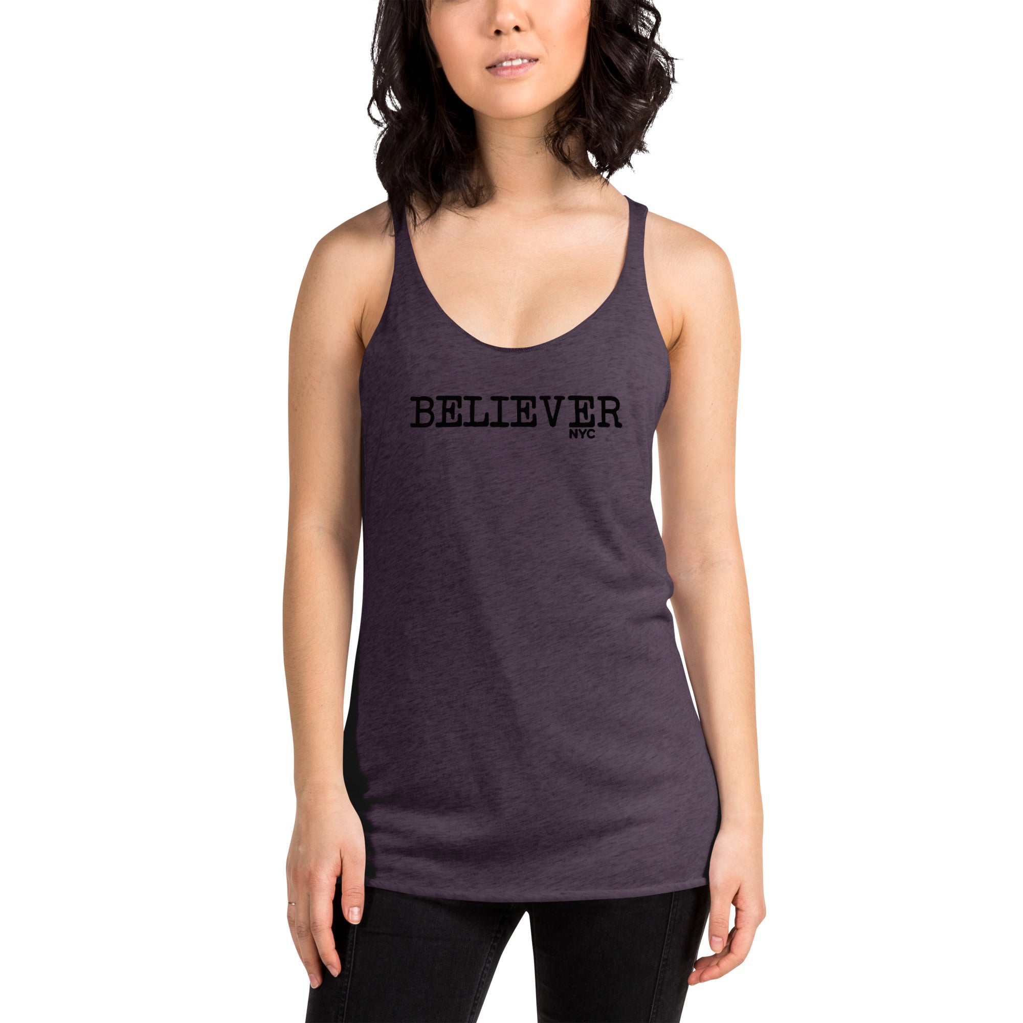 Believer NYC Women's Racerback Vintage Purple Tank