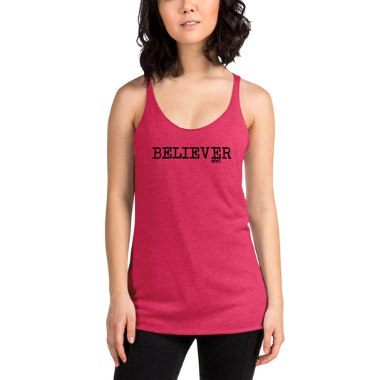 Believer NYC Women's Racerback Shocking Pink Tank